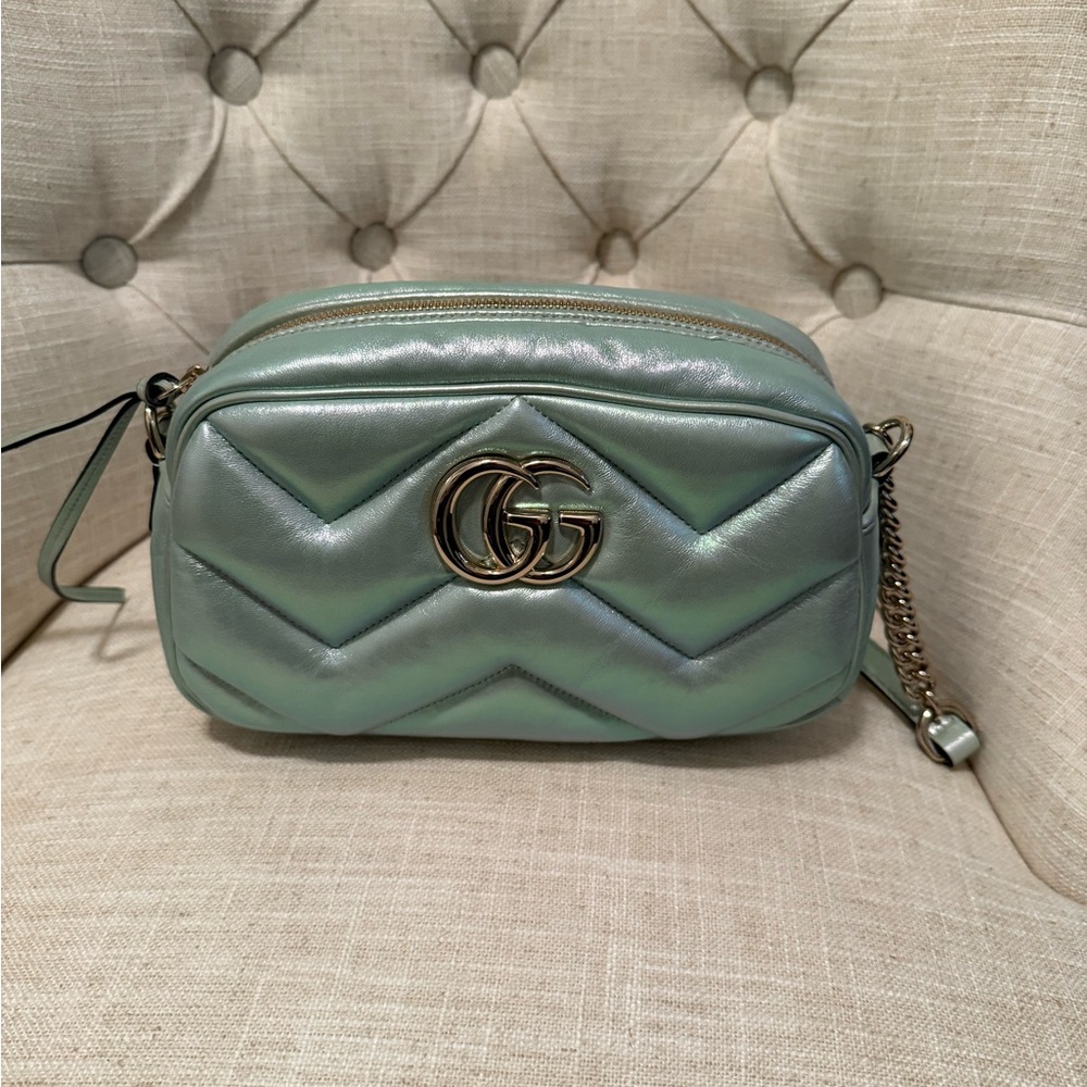 Gucci MaromontMint Green Quilted Crossbody Bag